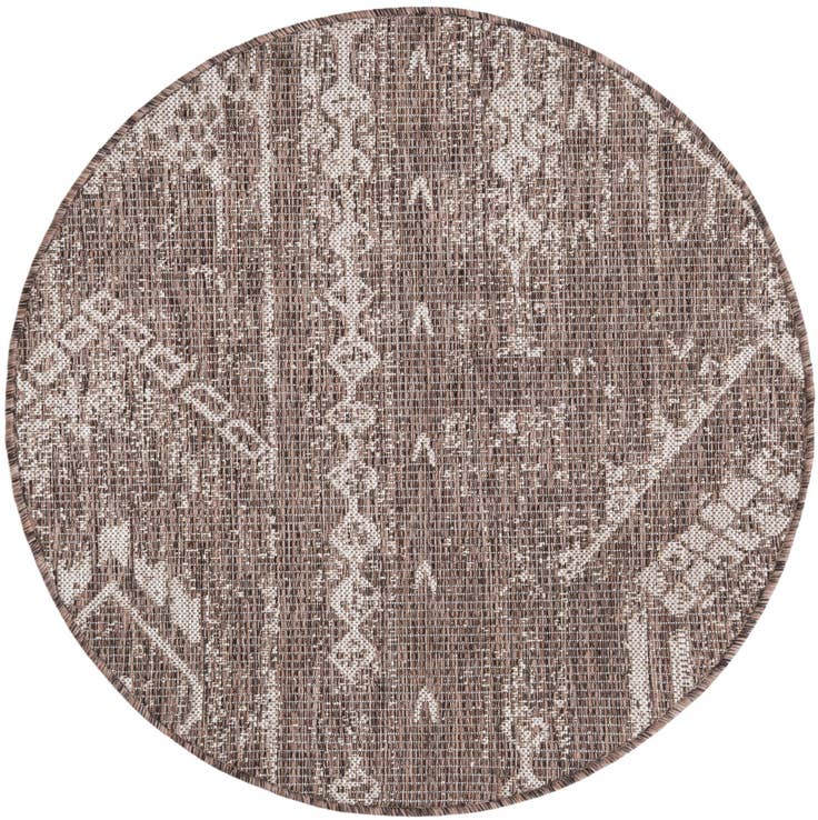 Detail image of 3' x 3' Easy-Clean Bohemian Indoor / Outdoor Round Rug