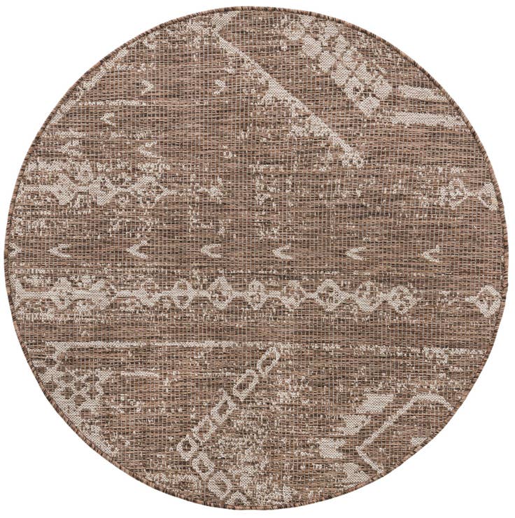 Detail image of 4' x 4' Easy-Clean Bohemian Indoor / Outdoor Round Rug