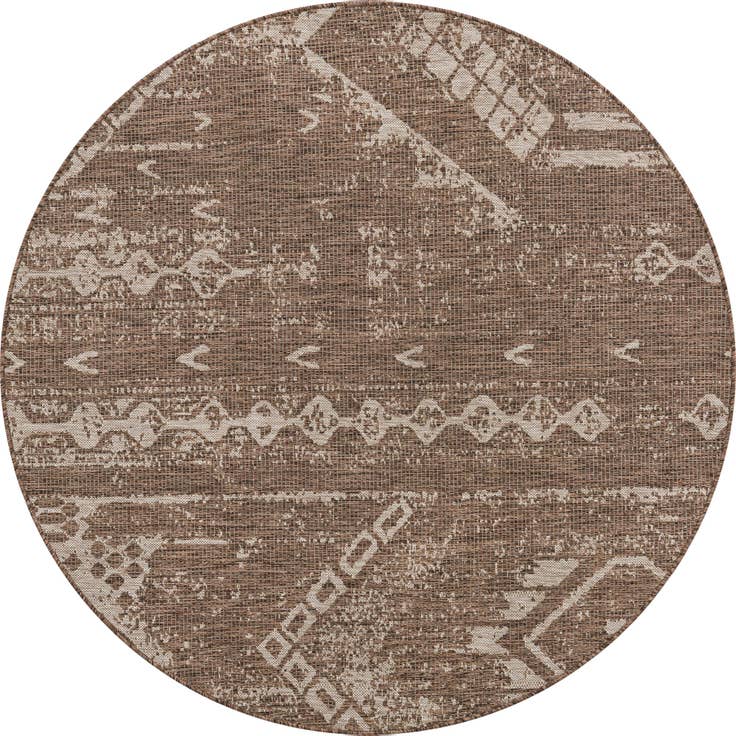 Detail image of 6' x 6' Easy-Clean Bohemian Indoor / Outdoor Round Rug