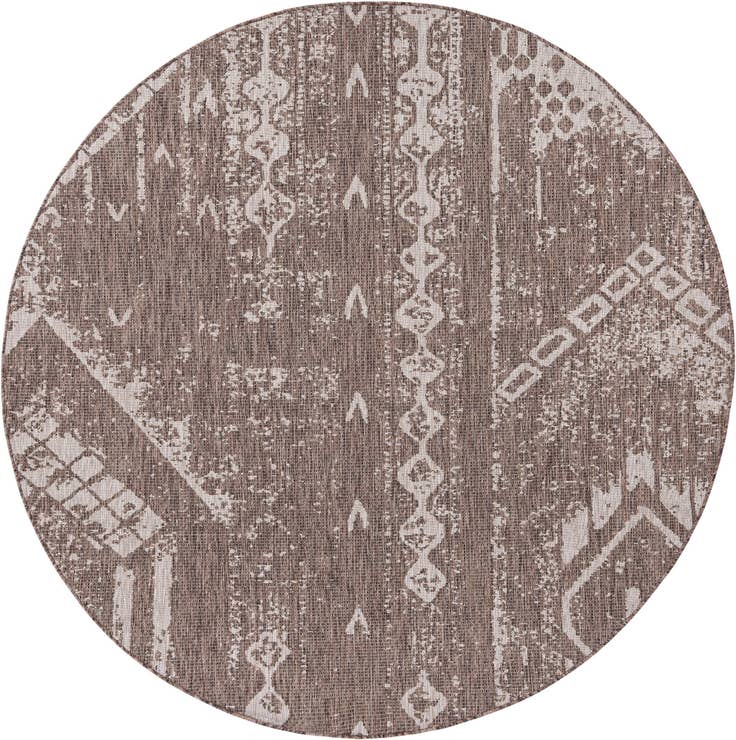 Detail image of 7' 10 x 7' 10 Easy-Clean Bohemian Indoor / Outdoor Round Rug