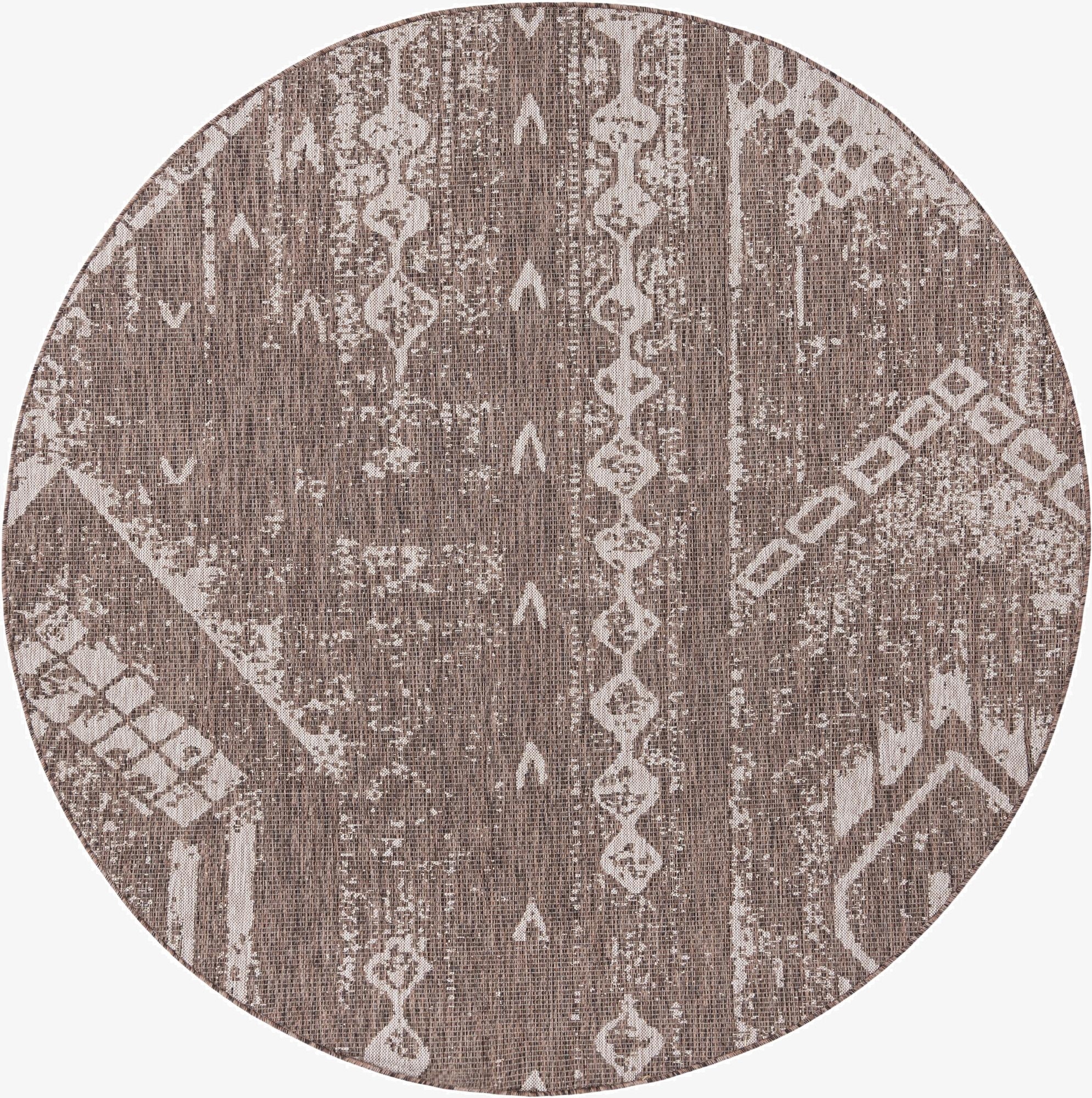 7' 10 x 7' 10  Washable Bohemian Indoor / Outdoor Round Rug