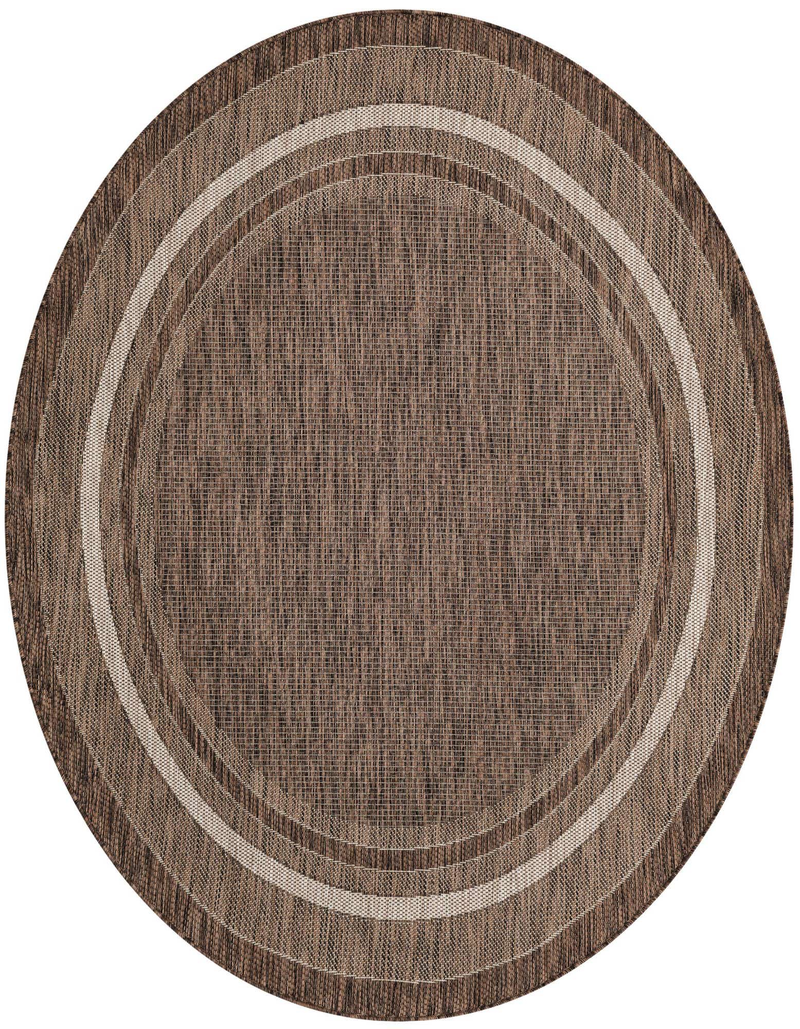 6' 1 x 6' 1 Easy-Clean Border Indoor / Outdoor Round Rug