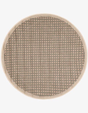 Brown Easy-Clean Border Indoor / Outdoor Round Rug