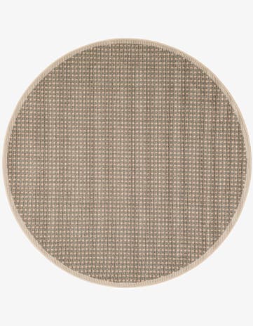 Brown Easy-Clean Border Indoor / Outdoor Round Rug