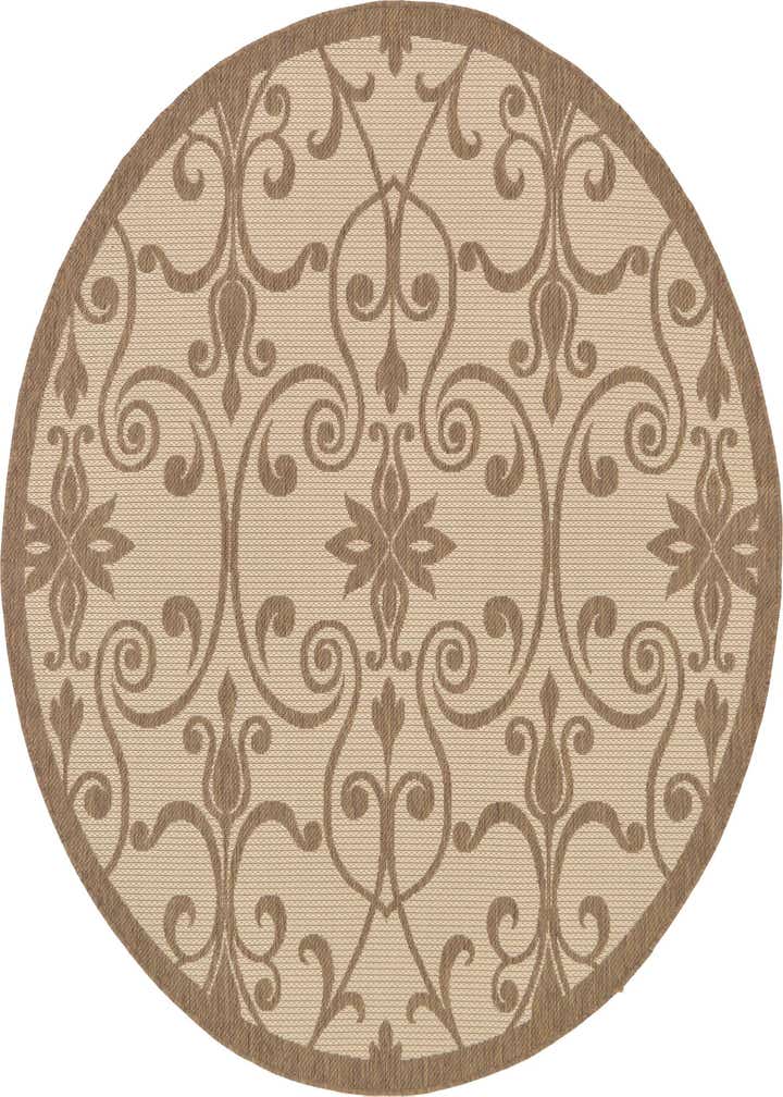 6' x 6' Easy-Clean Botanical Indoor / Outdoor Round Rug