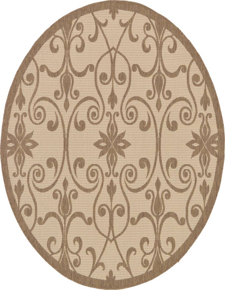 Detail image of 6' x 6' Easy-Clean Botanical Indoor / Outdoor Round Rug