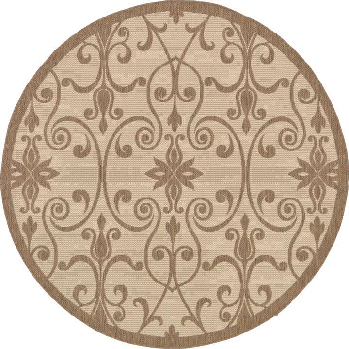 6' x 6' Easy-Clean Botanical Indoor / Outdoor Round Rug