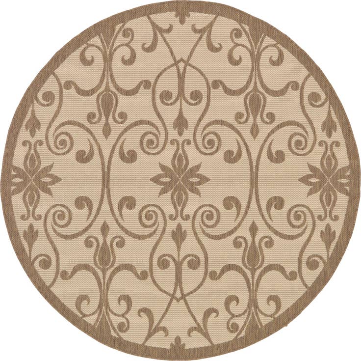 Detail image of 6' x 6' Easy-Clean Botanical Indoor / Outdoor Round Rug