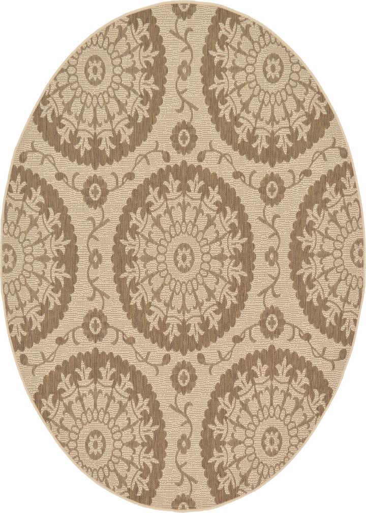 6' x 6' Easy-Clean Botanical Indoor / Outdoor Round Rug