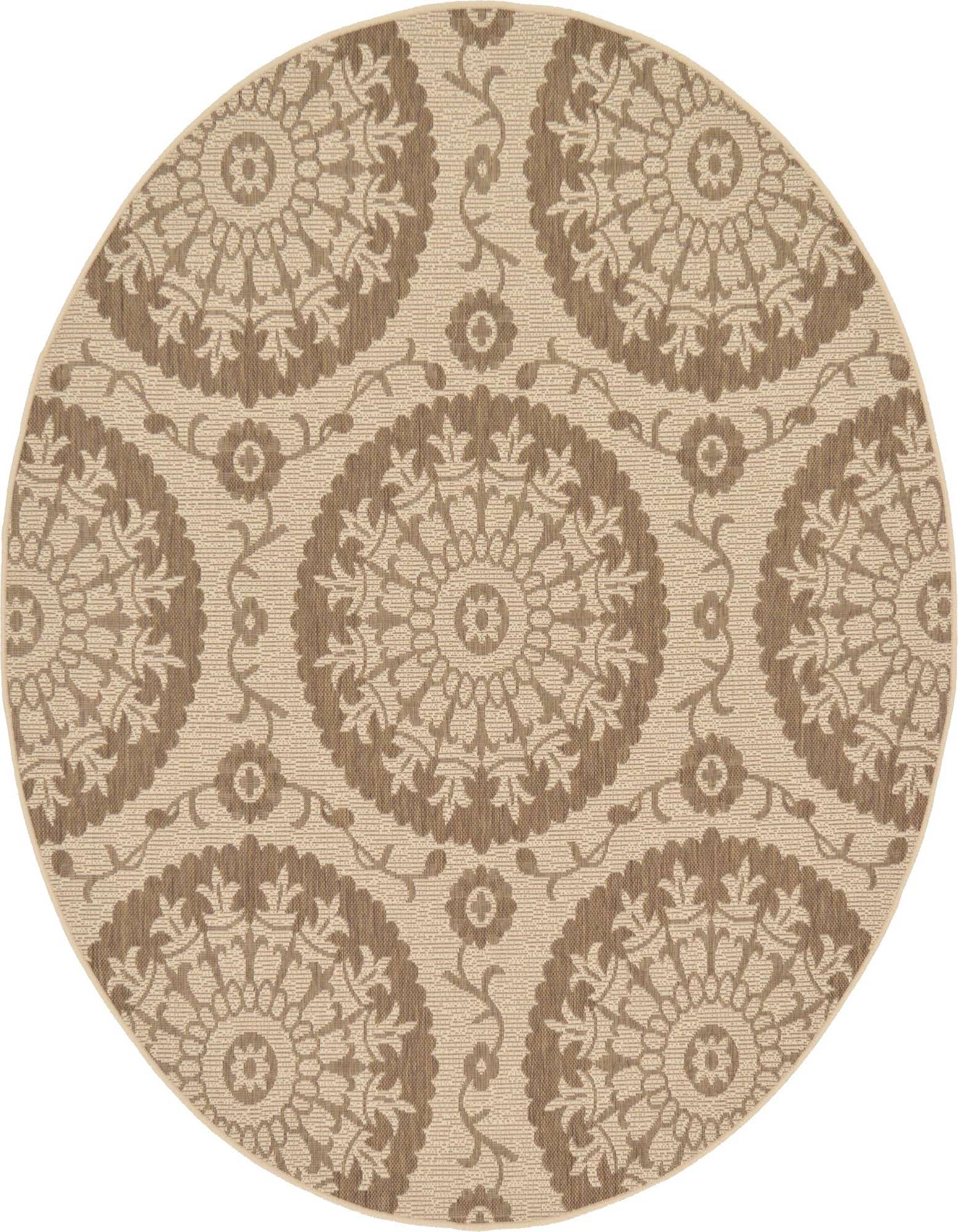 6' x 6' Easy-Clean Botanical Indoor / Outdoor Round Rug