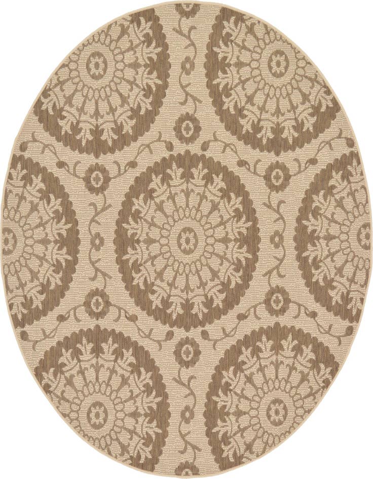 Detail image of 6' x 6' Easy-Clean Botanical Indoor / Outdoor Round Rug