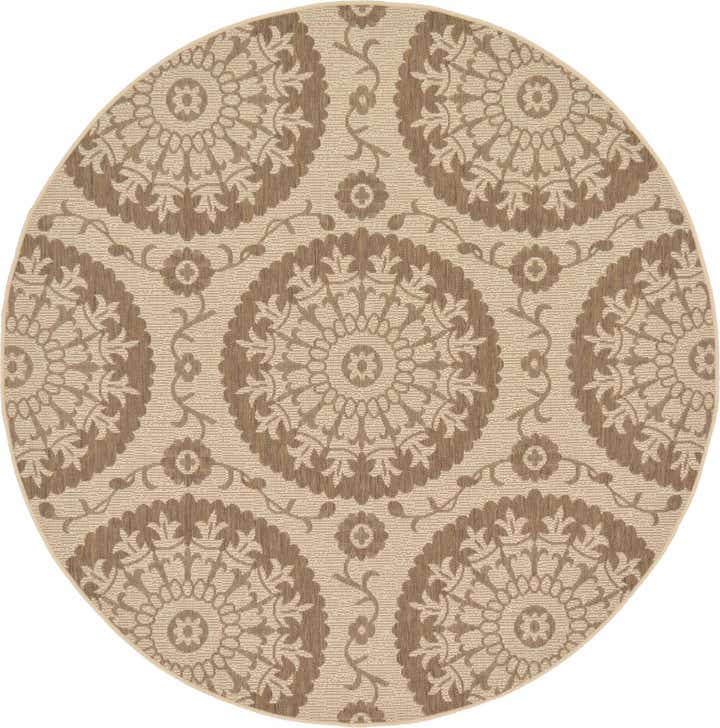6' x 6' Easy-Clean Botanical Indoor / Outdoor Round Rug