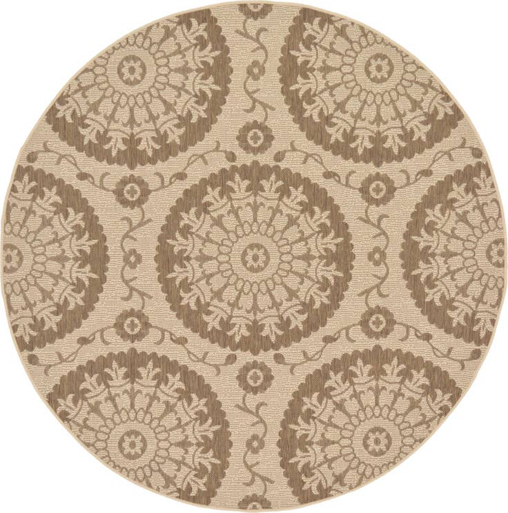 Detail image of 6' x 6' Easy-Clean Botanical Indoor / Outdoor Round Rug