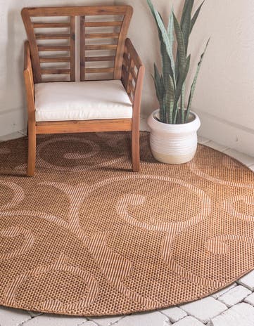 6' x 6' Easy-Clean Botanical Indoor / Outdoor Round Rug