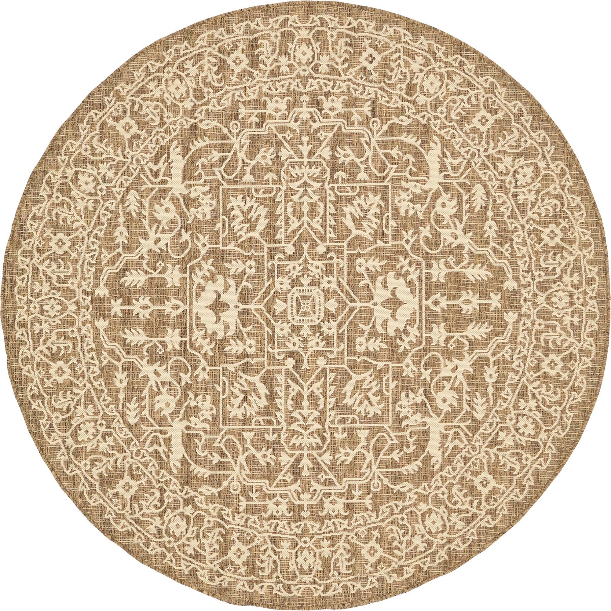 6' x 6' Easy-Clean Botanical Indoor / Outdoor Round Rug