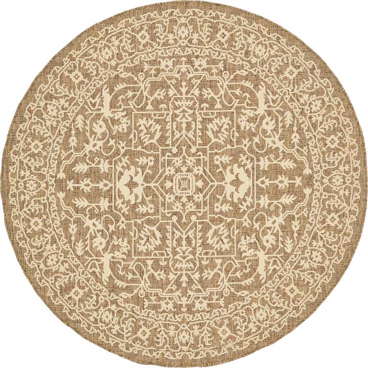 6' x 6' Easy-Clean Botanical Indoor / Outdoor Round Rug