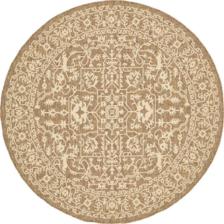 Detail image of 6' x 6' Easy-Clean Botanical Indoor / Outdoor Round Rug