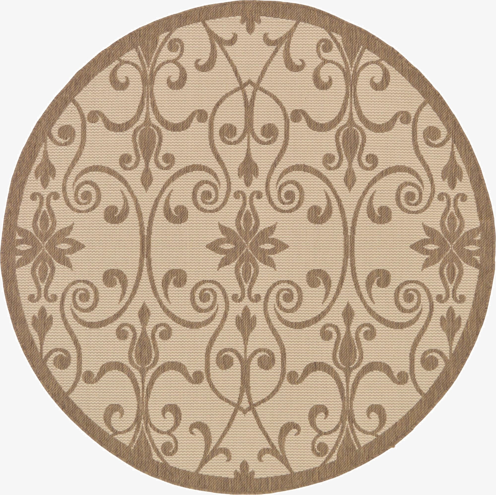 6' x 6'  Washable Botanical Indoor / Outdoor Round Rug