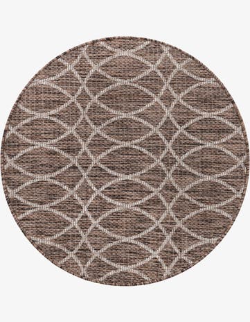 Brown Easy-Clean Lattice Indoor / Outdoor Round Rug