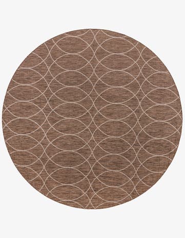 Brown Easy-Clean Lattice Indoor / Outdoor Round Rug