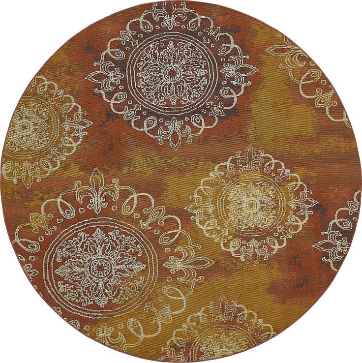Detail image of 8' x 8' Easy-Clean Modern Indoor / Outdoor Round Rug