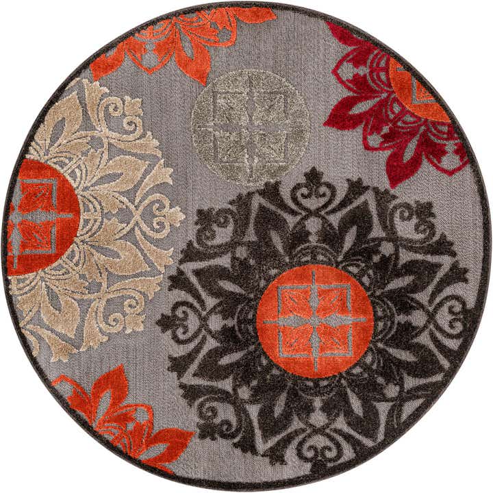5' 3 x 5' 3 Easy-Clean Modern Indoor / Outdoor Round Rug