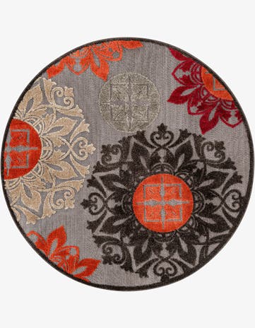 Brown Easy-Clean Modern Indoor / Outdoor Round Rug