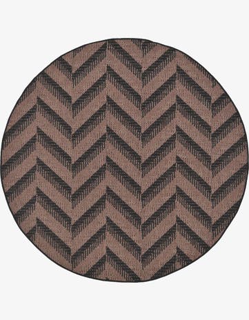 Brown Easy-Clean Modern Indoor / Outdoor Round Rug