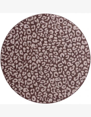 Brown Easy-Clean Safari Indoor / Outdoor Round Rug