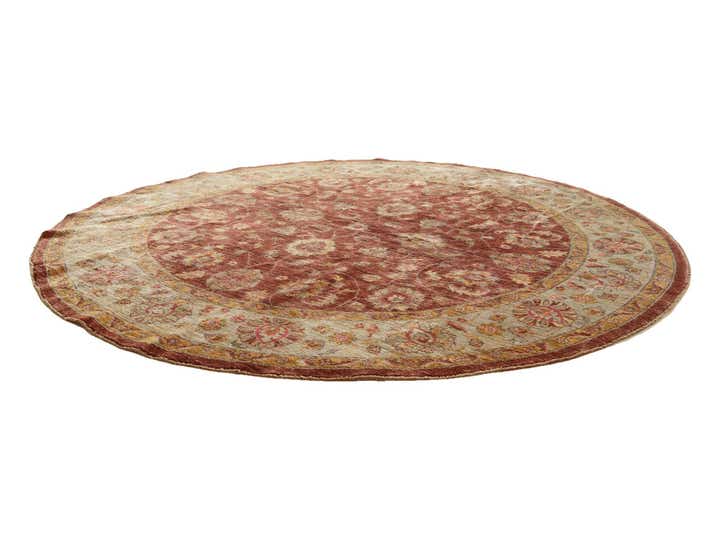 8' x 8' Hand Knotted Peshawar Ziegler Round Rug