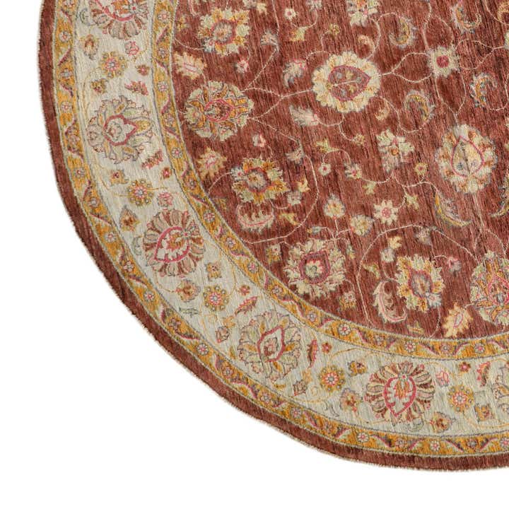 8' x 8' Hand Knotted Peshawar Ziegler Round Rug