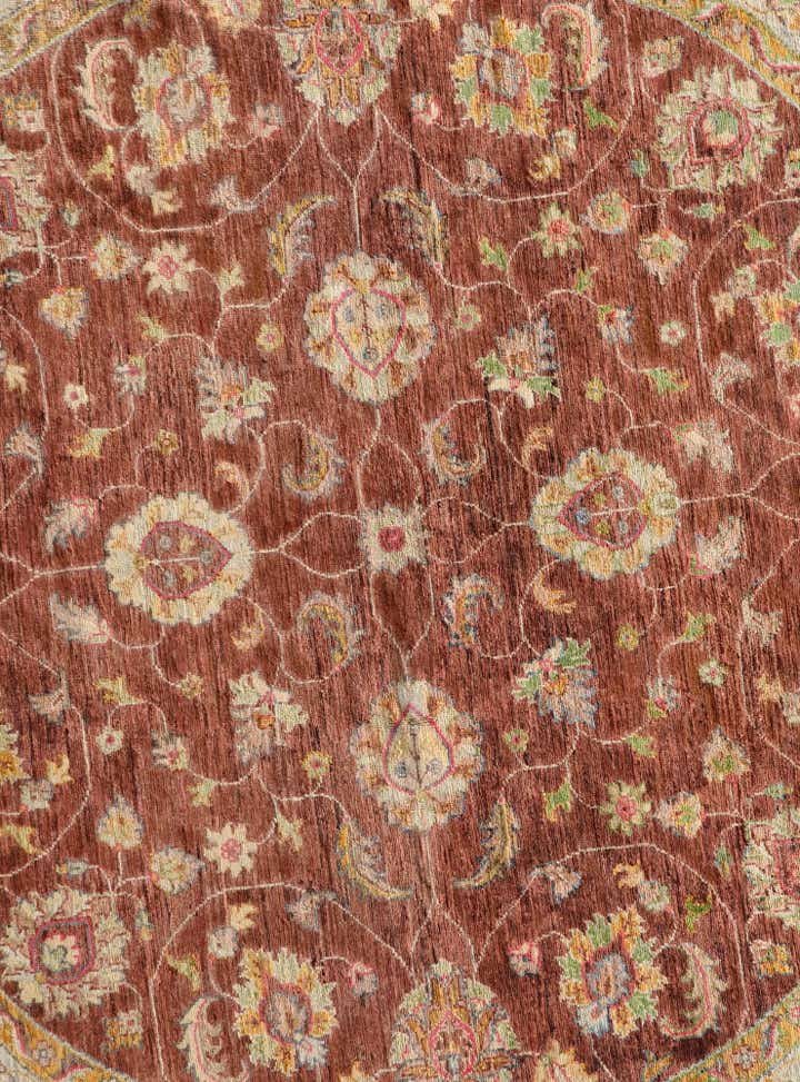 8' x 8' Hand Knotted Peshawar Ziegler Round Rug