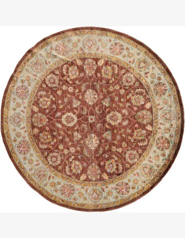 8' x 8' Hand Knotted Peshawar Ziegler Round Rug