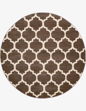 Brown Trellis Round Rug