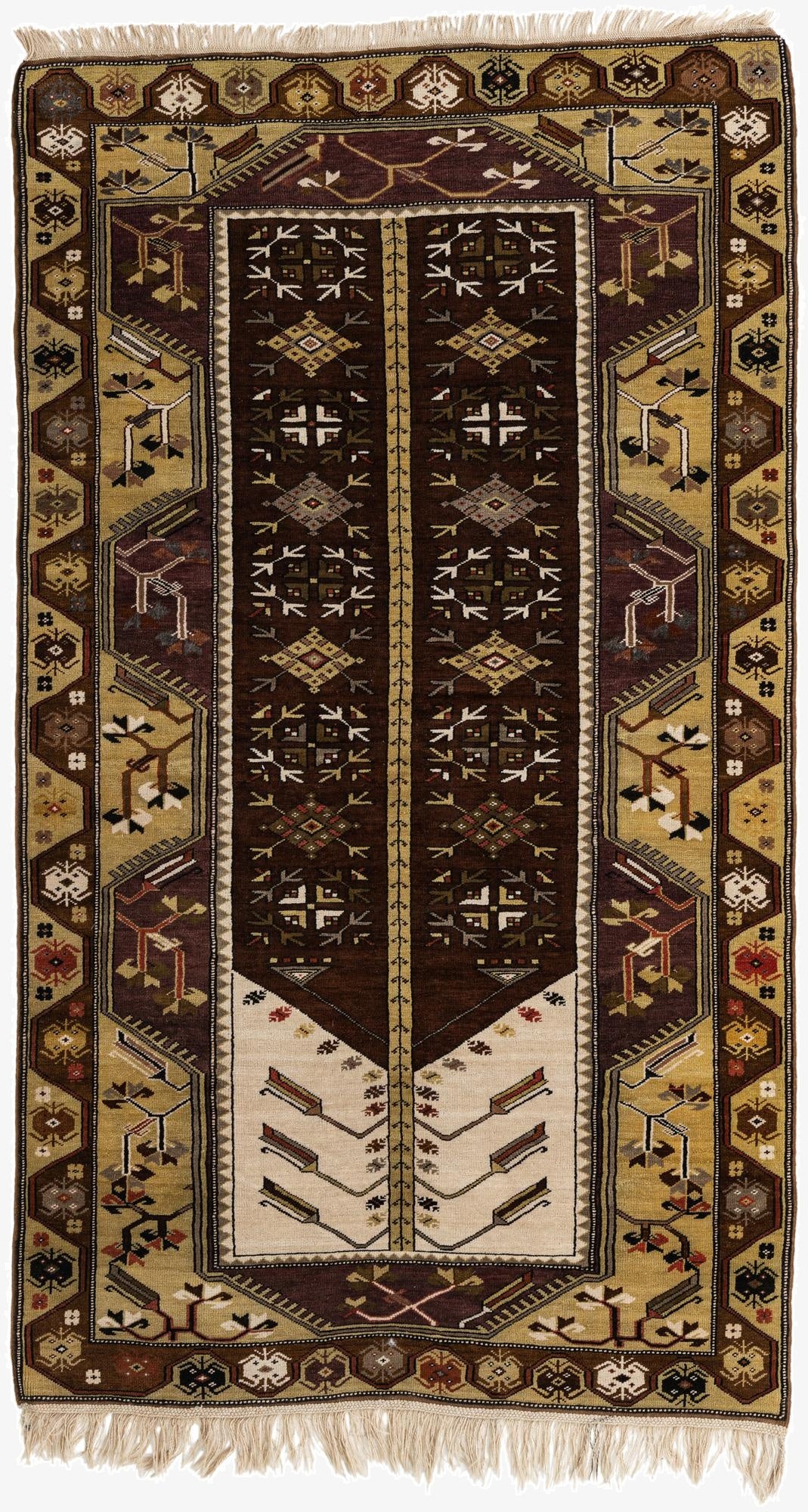 4' 6 x 8'  Hand Knotted Anatolian Oriental Wool Runner Rug