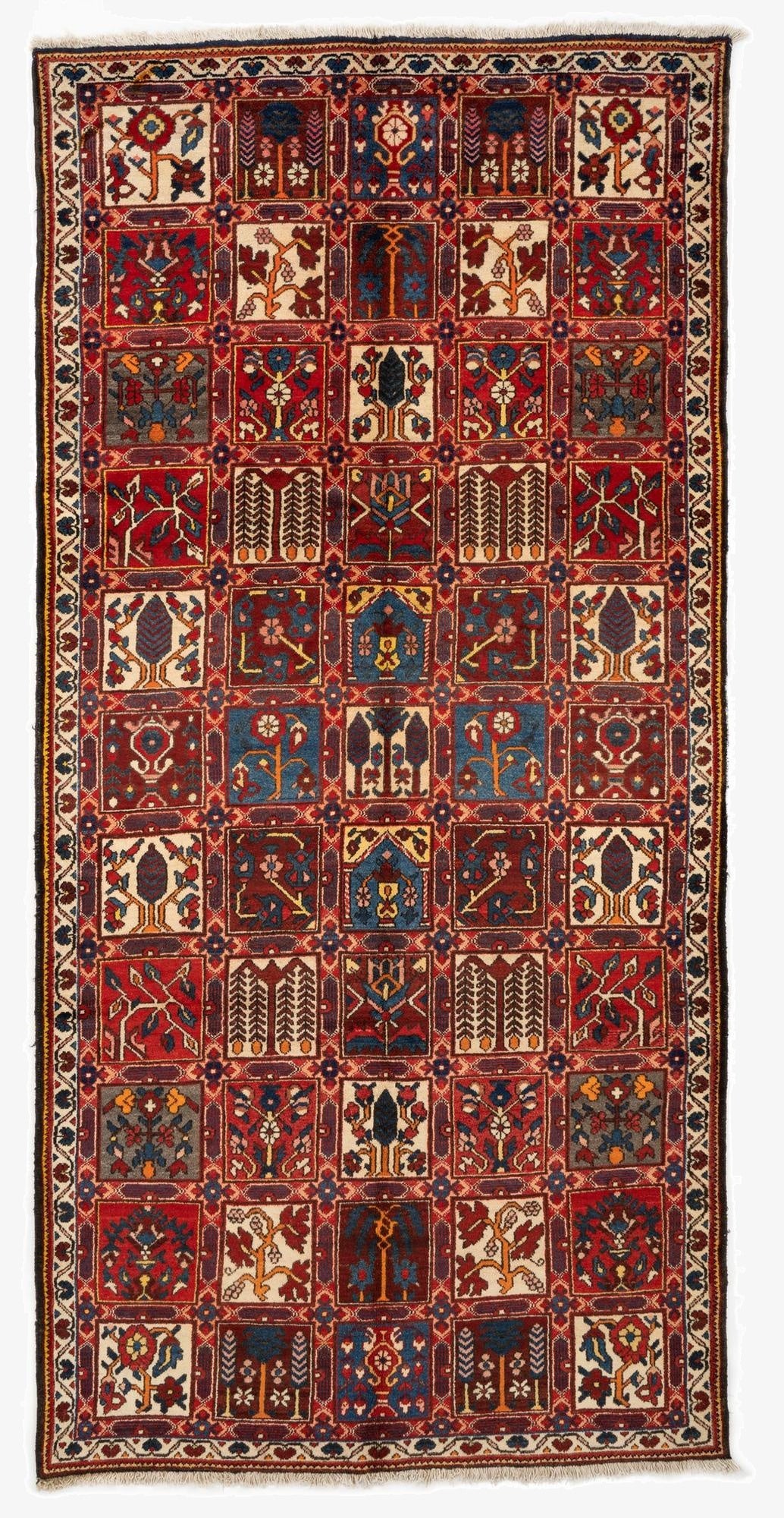 5' 3 x 10' 10  Hand Knotted Bachtiar Persian Wool Runner Rug