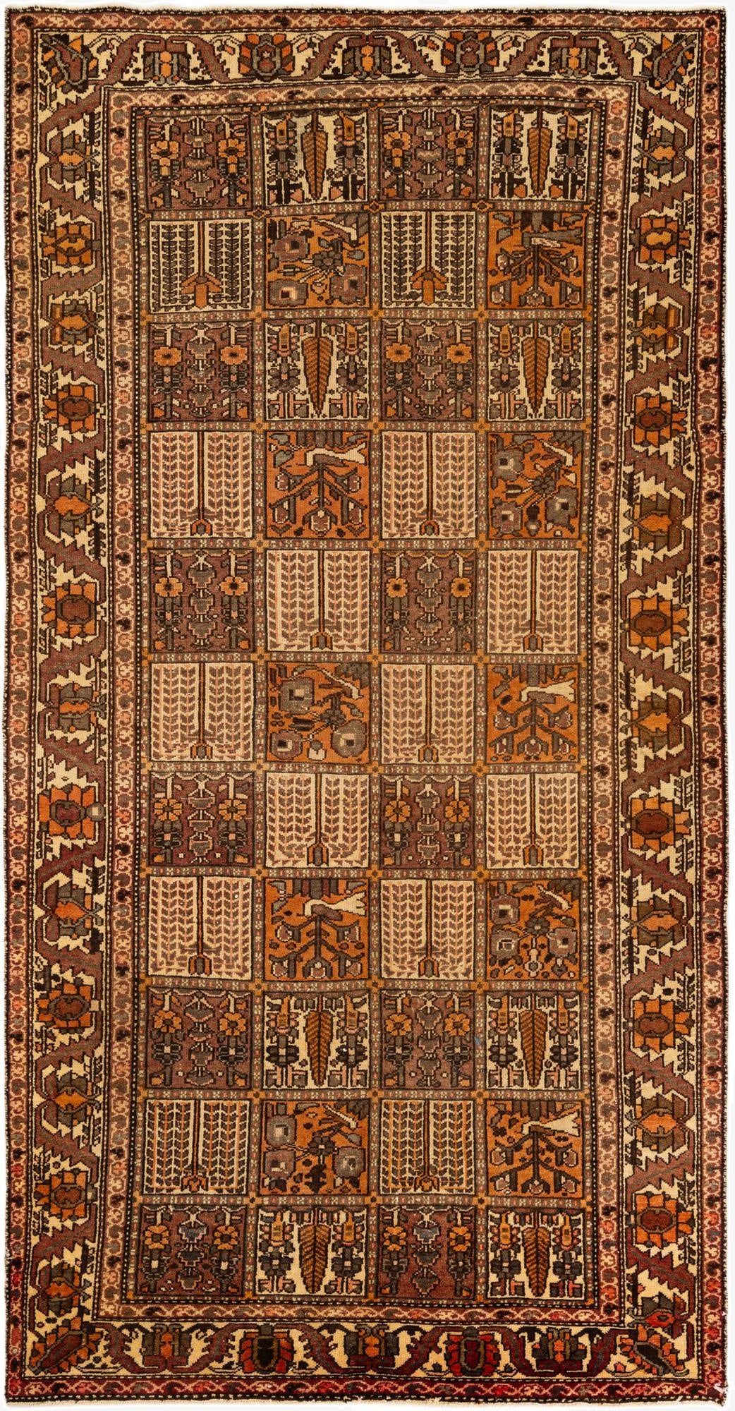 5' 2 x 10'  Hand Knotted Bakhtiar Persian Wool Runner Rug