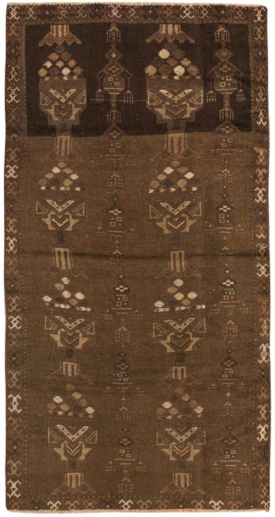 3' 9 x 7' 4 Hand Knotted Balouch Persian Wool Runner Rug