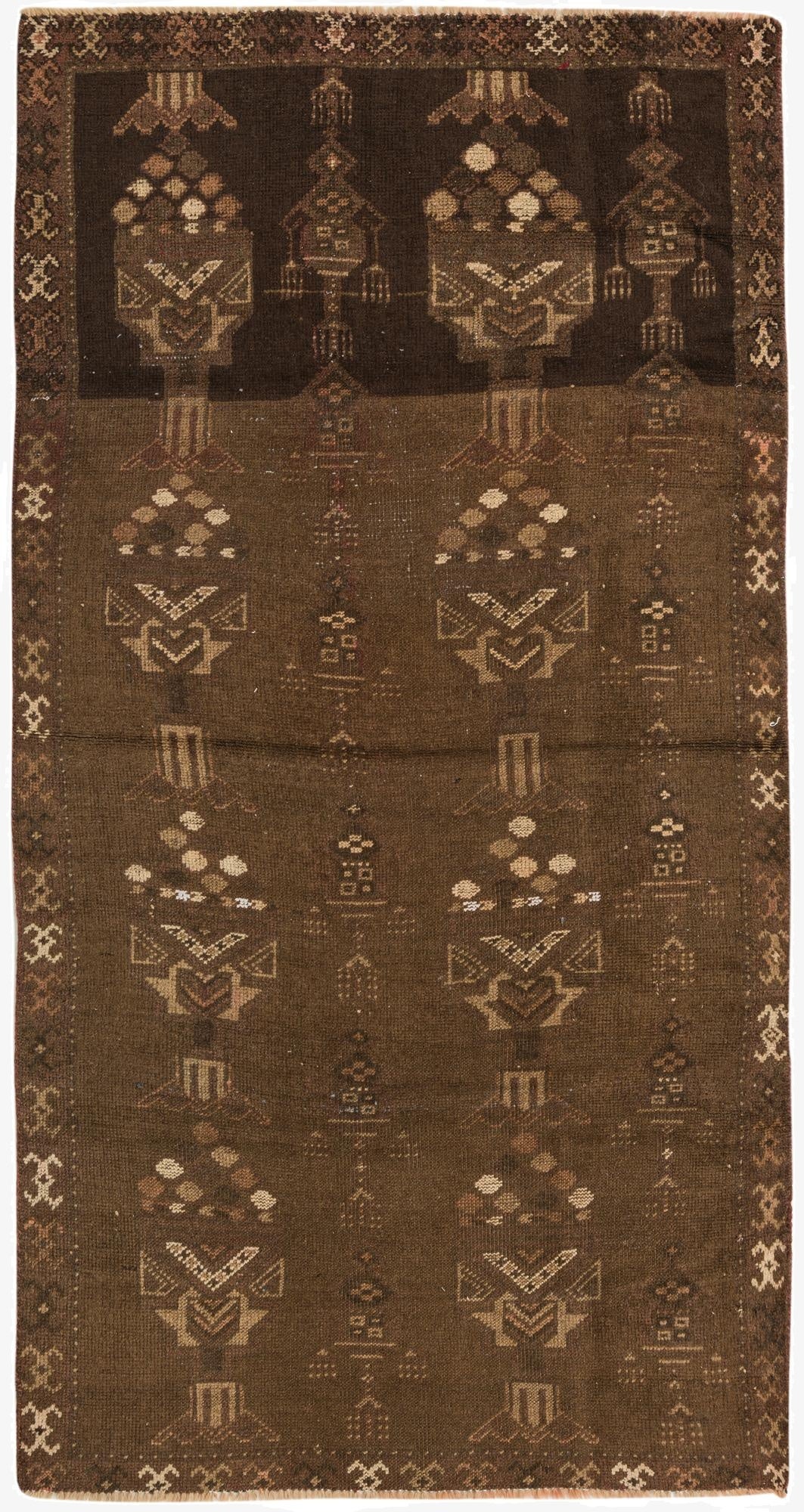 3' 9 x 7' 4  Hand Knotted Balouch Persian Wool Runner Rug