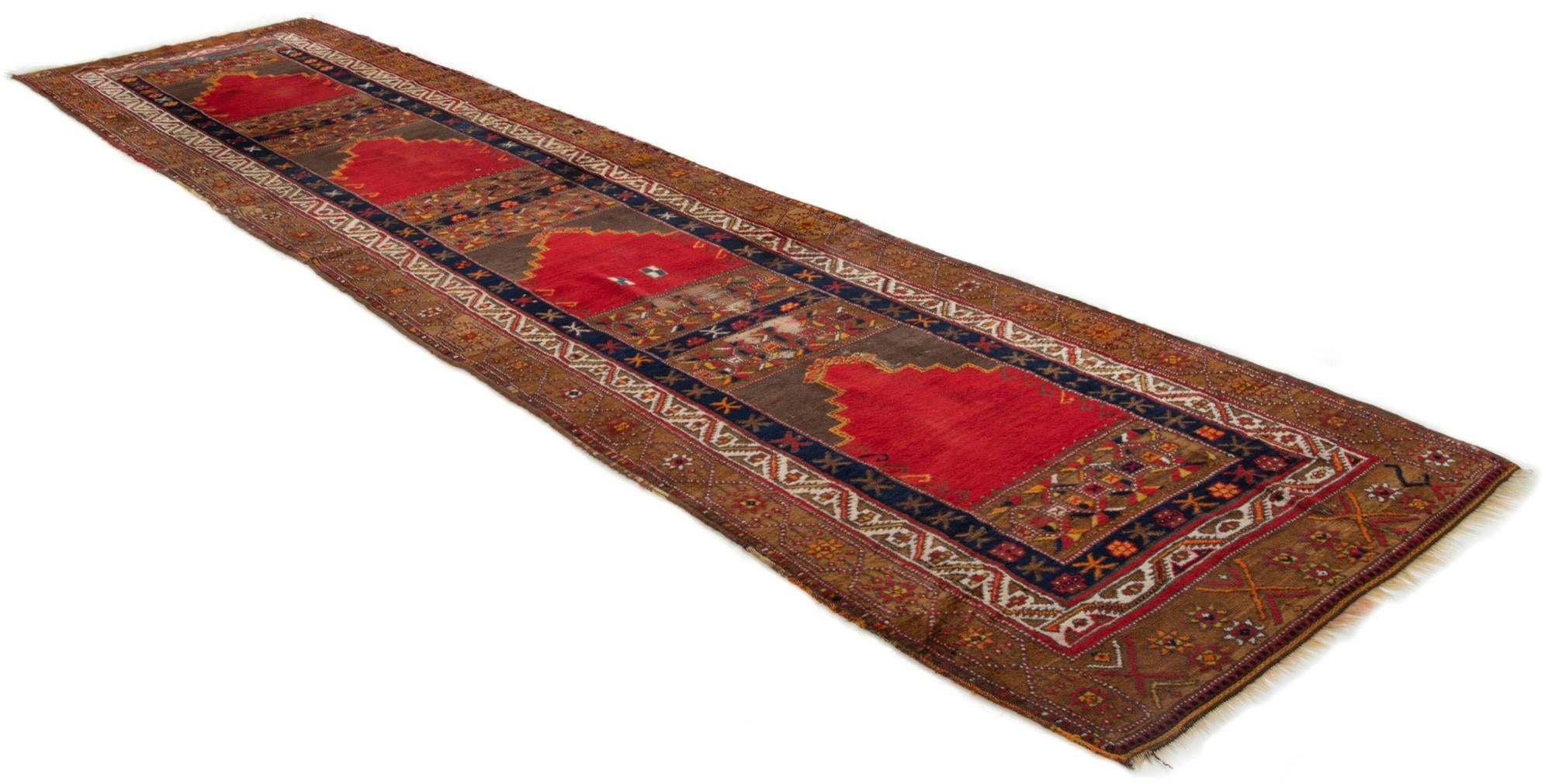 3' 3 x 14' 10 Hand Knotted Bergama Wool Runner Rug