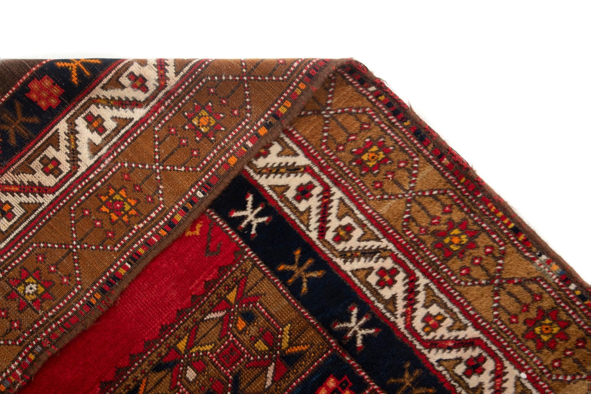 3' 3 x 14' 10 Hand Knotted Bergama Wool Runner Rug