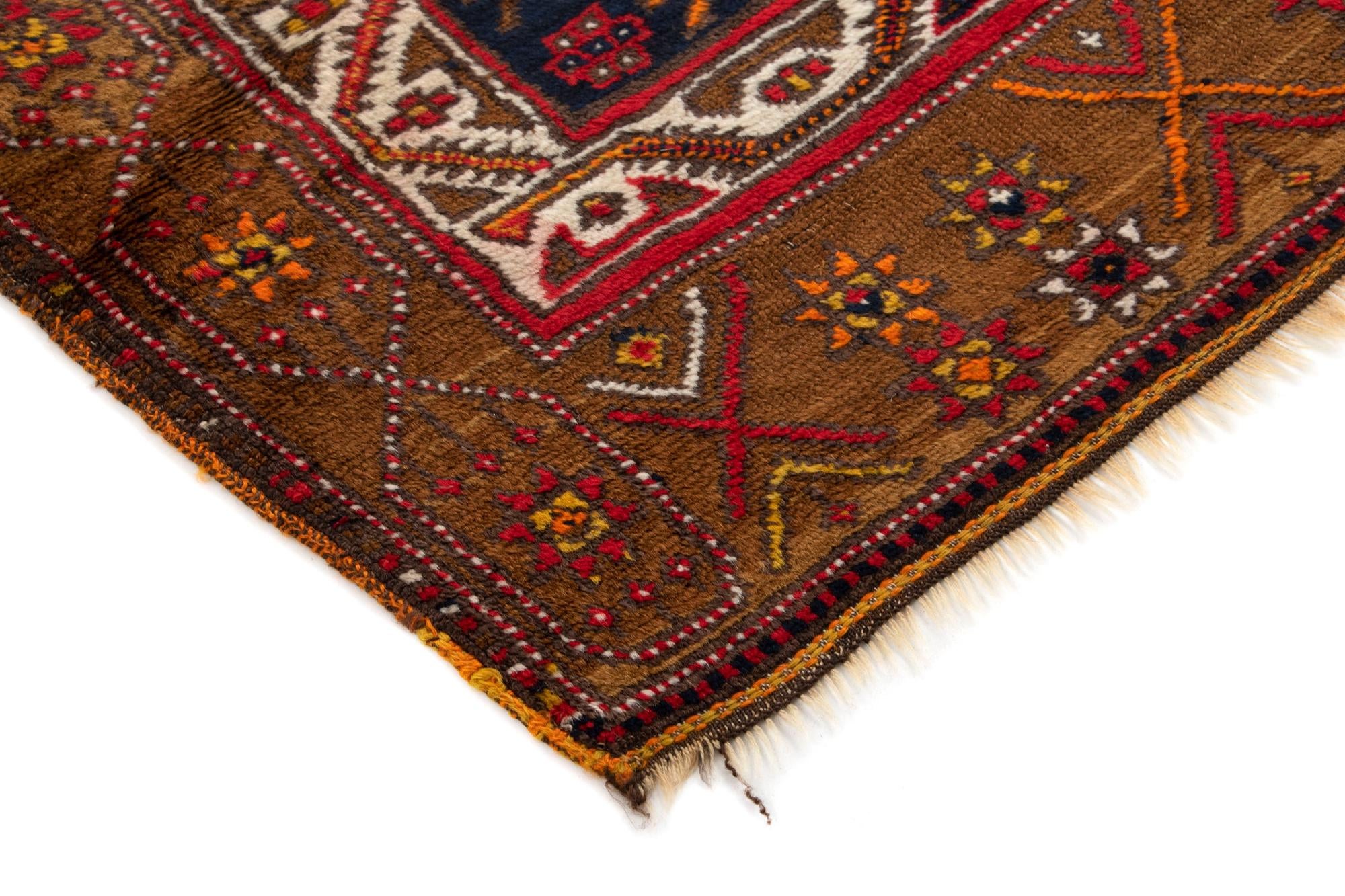 3' 3 x 14' 10 Hand Knotted Bergama Wool Runner Rug