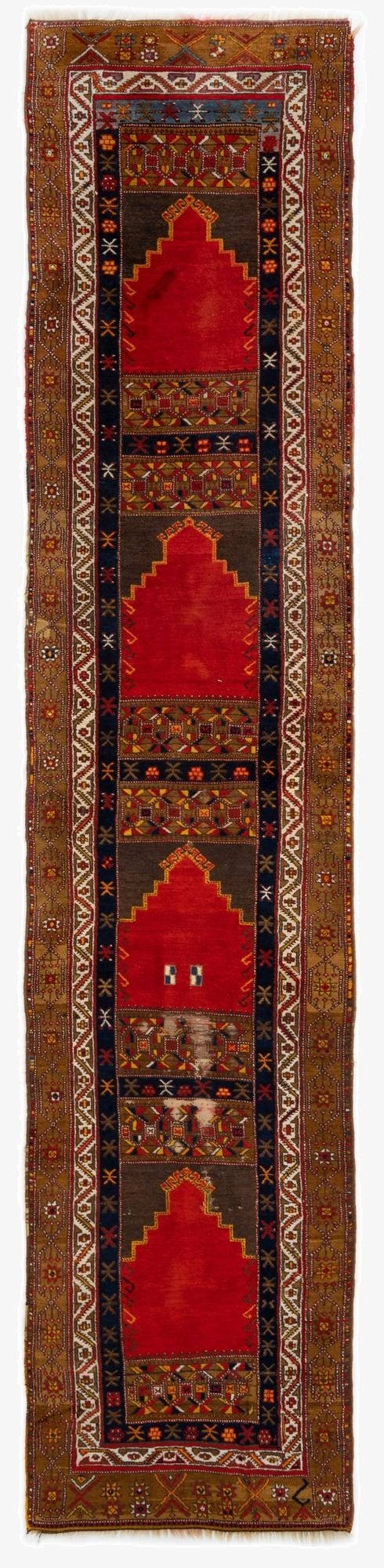 3' 3 x 14' 10  Hand Knotted Bergama Wool Runner Rug