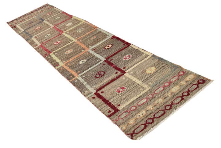 2' 4 x 10' Hand Knotted Darya Wool Runner Rug