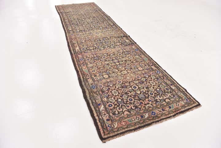3' 6 x 13' Hand Knotted Hamedan Persian Wool Runner Rug