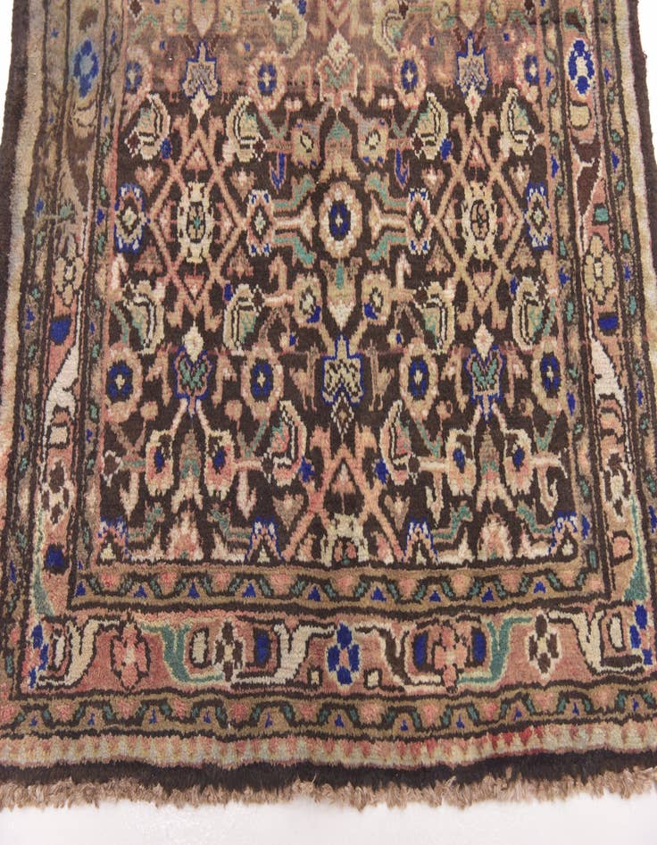 Detail image of 3' 6 x 13' Hand Knotted Hamedan Persian Wool Runner Rug