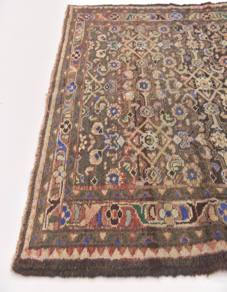 Detail image of 3' 6 x 13' Hand Knotted Hamedan Persian Wool Runner Rug