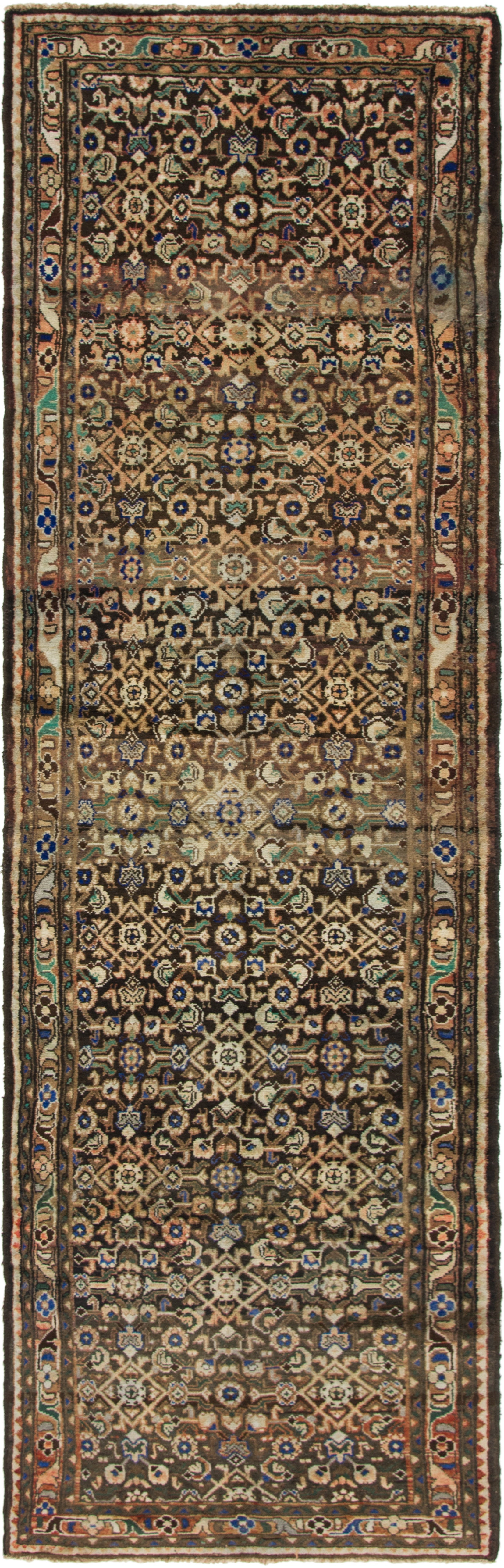 3' 6 x 13' Hand Knotted Hamedan Persian Wool Runner Rug