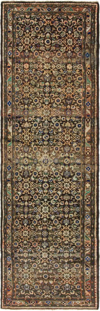 3' 6 x 13' Hand Knotted Hamedan Persian Wool Runner Rug