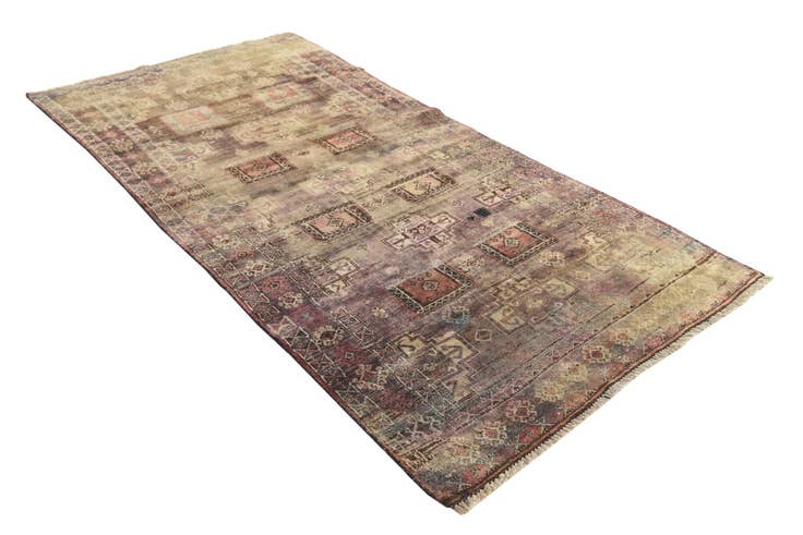 Detail image of 3' 9 x 7' 5 Hand Knotted Hamedan Persian Wool Runner Rug